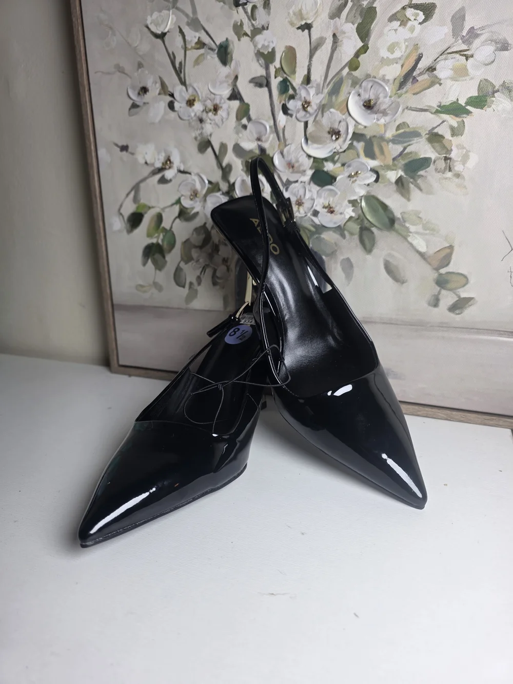ALDO Black Patent Pointed-Toe Slingback Pumps